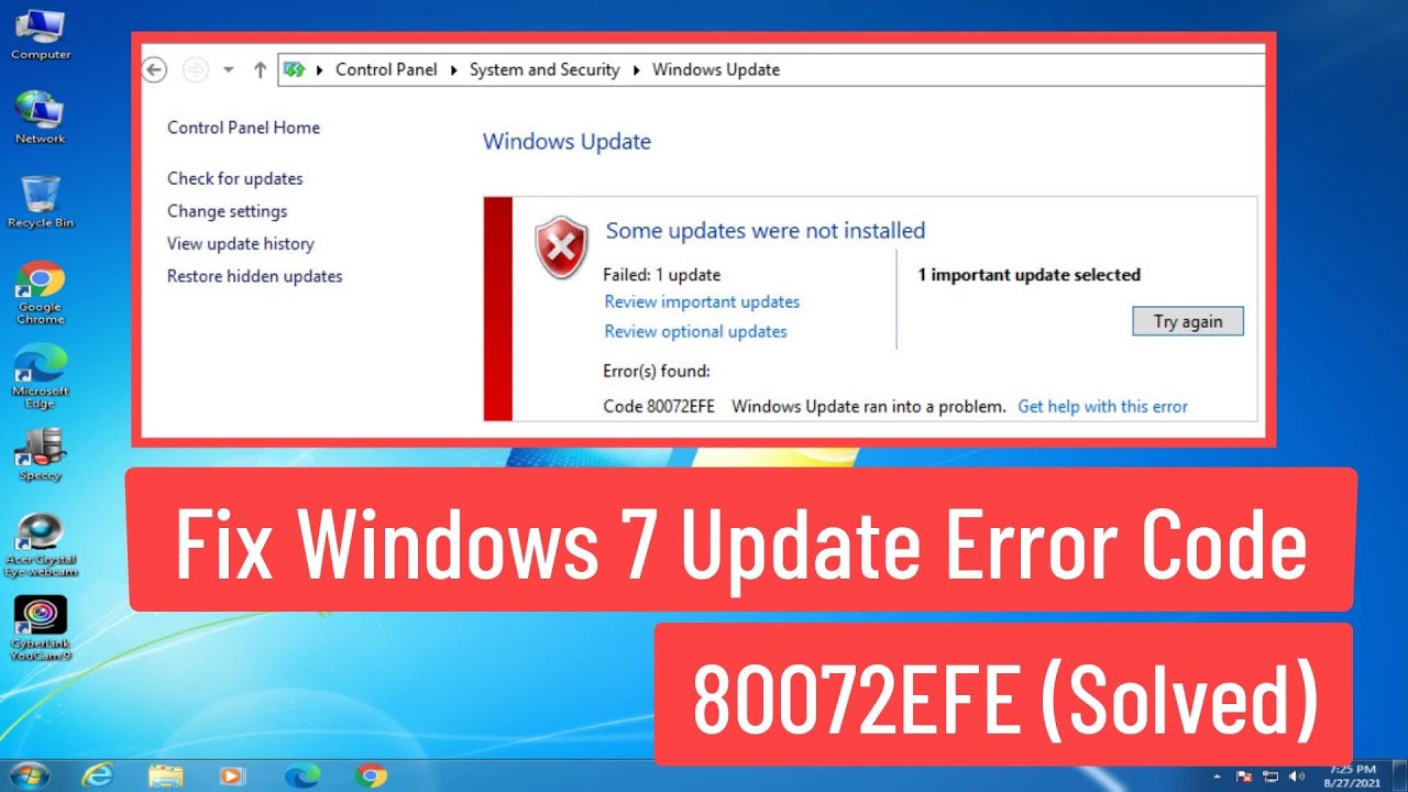 windows update error code 80072efe